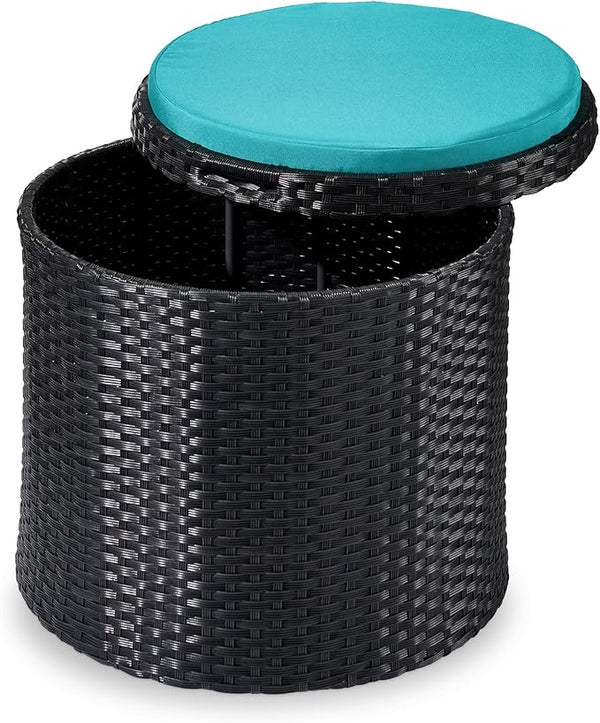 Best Choice Products Round Wicker Ottoman, Multipurpose Outdoor Furniture for Patio, Backyard, Additional Seating - Photo 1