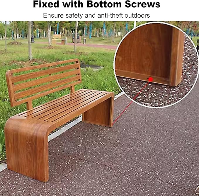 Metal Garden Benches for Outdoors, Multiperson Outdoor Benches Weatherproof, Slatted Design with Backrest for Garden, Balcony, Porch, Park(Brown,180x40x80 cm/71x16x31 in)