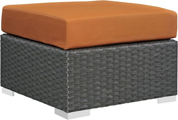 Modway Sojourn Wicker Rattan Outdoor Patio Sunbrella Fabric Ottoman in Canvas Tuscan - Photo 1