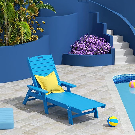 WO WESTIN OUTDOOR HDPE Laguna Poly Reclining Chaise Lounge, Pacific Blue