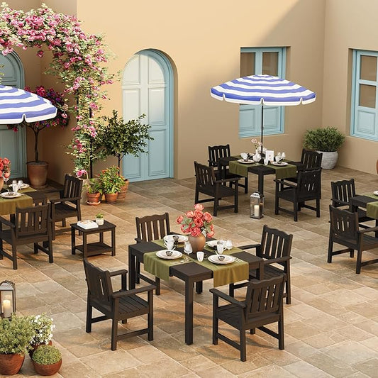Stoog 3 Piece Patio Bistro Set, All-Weather Garden Chairs Set of 2 with Table, 400 lbs Support Garden Chair, Black