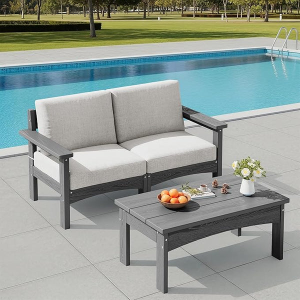 SERWALL 3 Pieces Patio Sofas, All-Weather Outdoor Couch Sectional Set - Photo 1
