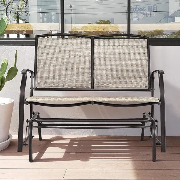 Outdoor Swing Glider Chair for 2 Persons, Rocking Seating Patio Bench w/Coated Steel Frame, Patio Loveseat for Backyard - Photo 1