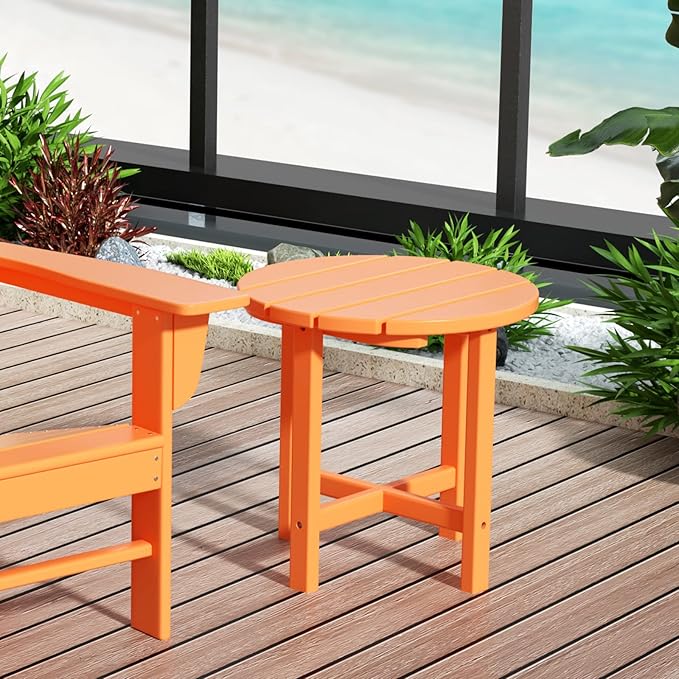 WestinTrends Dylan Adirondack Round Outdoor Side Table, Orange