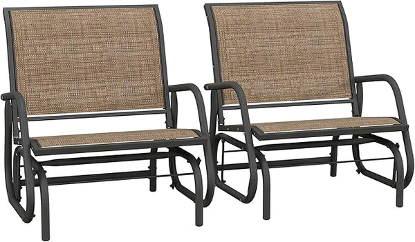 Outsunny Porch Glider Set of 2, Metal Frame Swing Glider Chair with Breathable Mesh Fabric - Photo 1