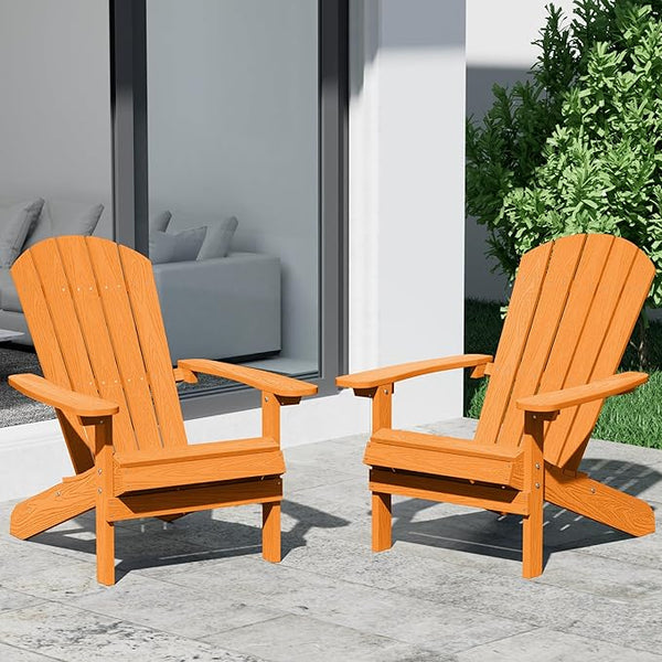YEFU Adirondack Chairs Set of 2 Plastic Weather Resistant, Outdoor Chairs 5 Steps Easy Installation, Like Real Wood - Photo 1