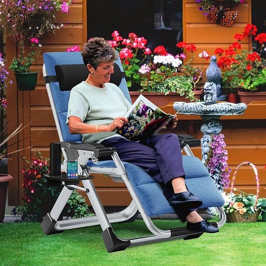 MOPHOTO Zero Gravity Chair, Outdoor Padded Lounge Chair with Side Table, Zero Gravity Recliner Chair, Outdoor Reclining Chair, Sturdy & Comfortable, Supports up to 440lbs