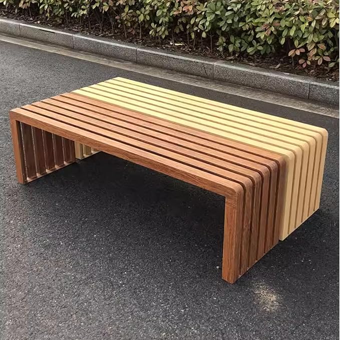 Metal Garden Bench, Outdoor Patio Bench Outdoor Benches Weatherproof, All-Weather Durability, Anti-Rust & Easy to Care(Brown,100cm)