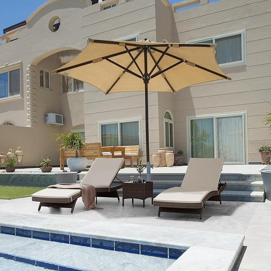 Pamapic Patio Chaise Lounge Set 1 Piece, Patio Lounge Chair with Adjustable Backrest and Removable Cushion, Outdoor Pool Lounge Chair Set for Patio Poolside Backyard Porch