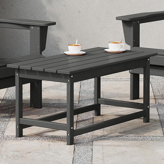 WestinTrends Malibu Outdoor Coffee Table, 35" x 17.5" All Weather Poly Lumber Patio Adirondack Coffee Table for Garden Lawn Porch Balcony, Gray