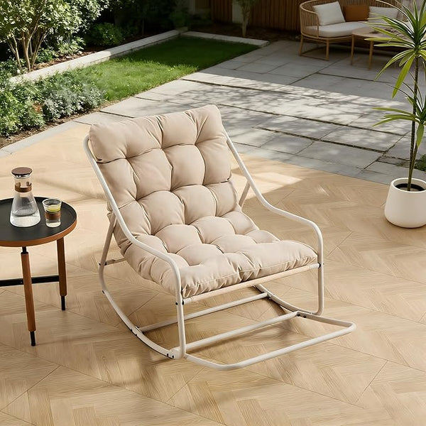 Rocking Chair with Foot Rest, Outdoor Indoor Rocking Lounge Chair with Cushion - Photo 1
