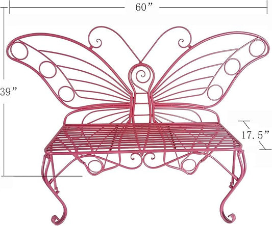 Hi-Line Gift Ltd. Pink Metal Butterfly Bench: Enchanting Outdoor Charm