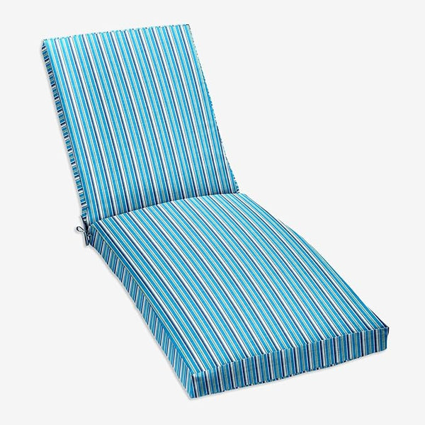 BrylaneHome 84" Outdoor Chaise Lounge Cushion - Poppy Stripe - Photo 1