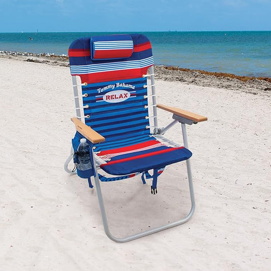 Tommy Bahama Hi-Boy 17" Seat Height 4-Position Lace-Up Suspension Folding Beach Backpack Chair
