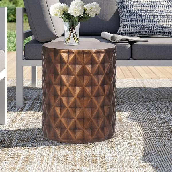 Adeco Modern 18.5" H Round Side Table, Indoor Outdoor Concrete End Table - Photo 1