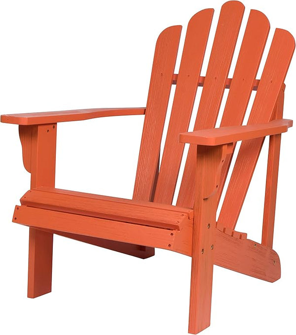 Shine Company Westport Wooden Adirondack Chair, Outdoor Patio Firepit Chairs, Back & Seat Pre-Assembled, Organic Pumpkin - Photo 1