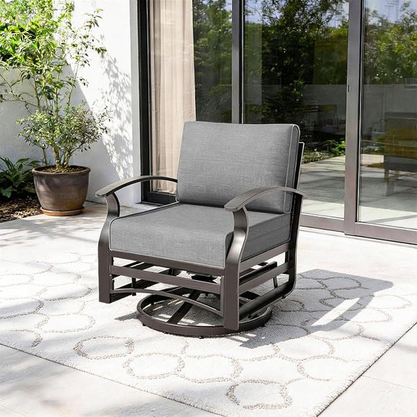 Gotland Outdoor Furniture, Metal Outdoor Swivel Chair with 5.1’’ High-Resilience Seat Cushions 6.2’’ Thick Back Pillow - Photo 1