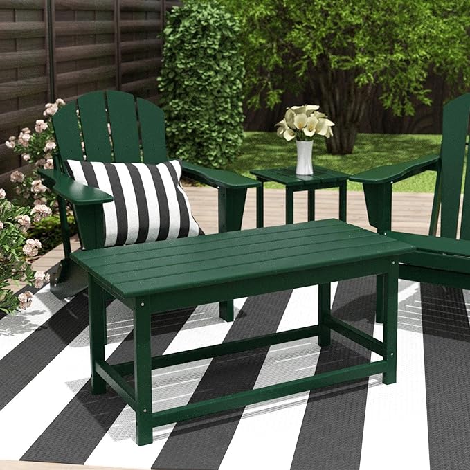 Costaelm Adirondack Conversation Table, HDPE Outdoor Drink Weather Resistant, Outdoor Patio Porch Accent Balcony Table for Pool, Seaside, Backyard, Dark Green