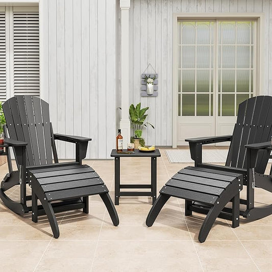 GarveeLife Ottoman for Adirondack Chair, HDPE Adirondack Ottoman Footrest, Weather Resistance Outdoor Footstool for Outside Porch Pool Lawn Backyard