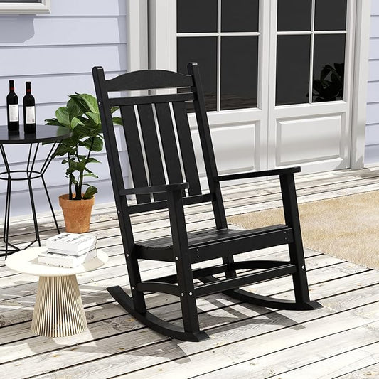 WestinTrends Malibu Outdoor/Patio Rocking Chair, Black