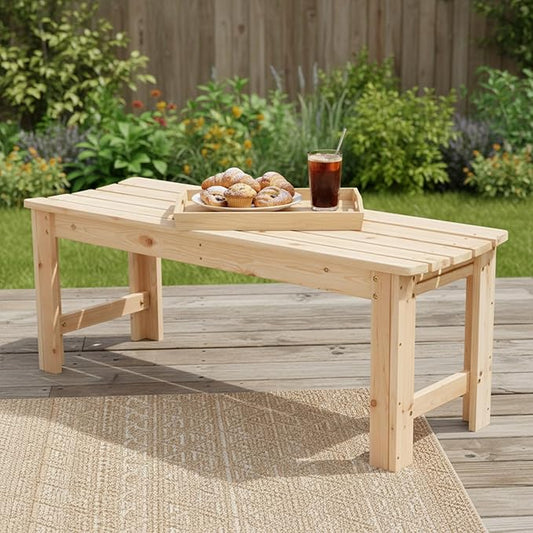 Shine Company Outdoor Wooden Backless Patio Garden Bench, 4 Ft, Natural