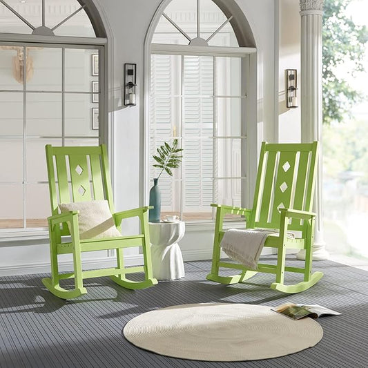 Oversized Rocking Chair, Outdoor Rocking Chair for Adults, All Weather Resistant Porch Rocker for Lawn Garden, 350lbs Weight Capacity