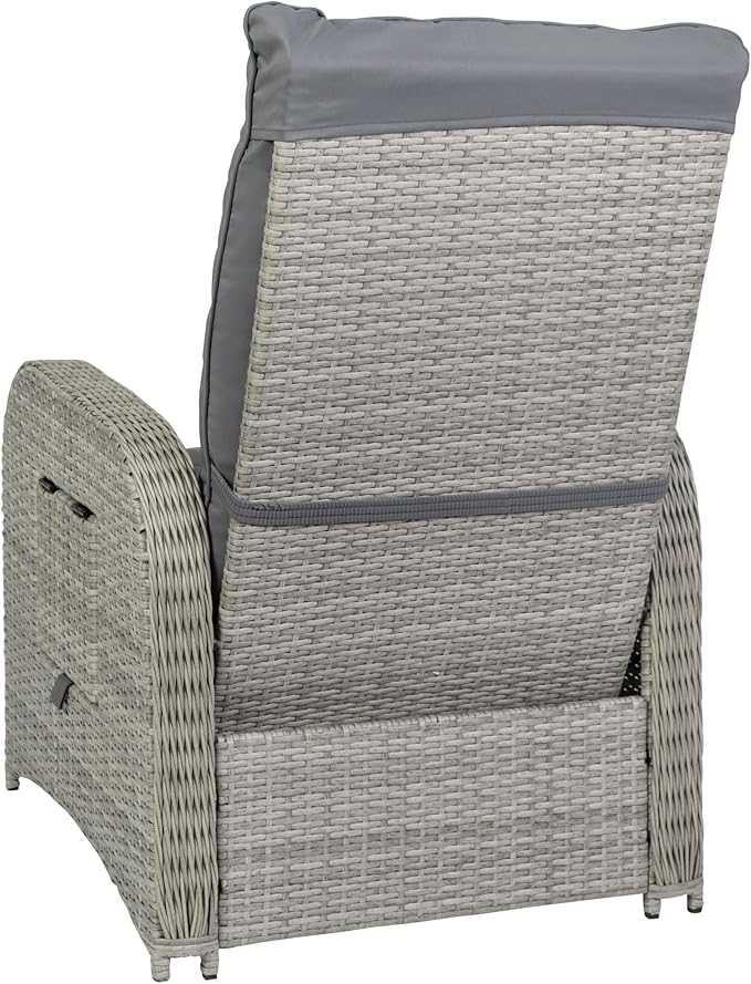 Flash Furniture Nemo Indoor/Outdoor Patio Wicker Rattan Recliner, Lounge Chair with Flip-Up Side Table, Set of 2, Gray