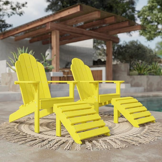 Wildridge Classic Footrest, Lemon Yellow - Outdoor Weather Resistant HDPE Ottoman for Adirondack Chair