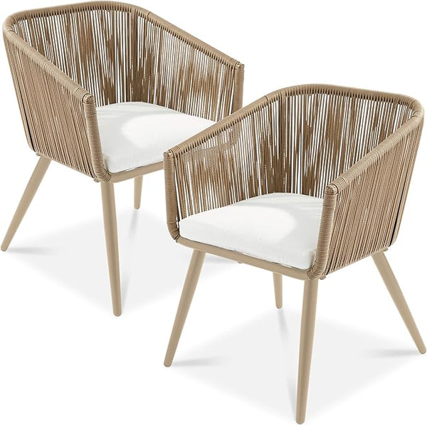 Best Choice Products Set of 2 Patio Dining Chairs, Outdoor Seating for Backyard, Poolside, Balcony w/Woven Wicker Design - Photo 1