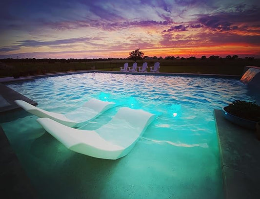 Aqua Outdoors Pool Chaise Lounge Chairs for Ledge & Shelf, Water-Weighted Pool Lounger for Depths Up to 9”, No Screw Plugs & Tools Needed, Classic White Ledge Lounger, Set of 1