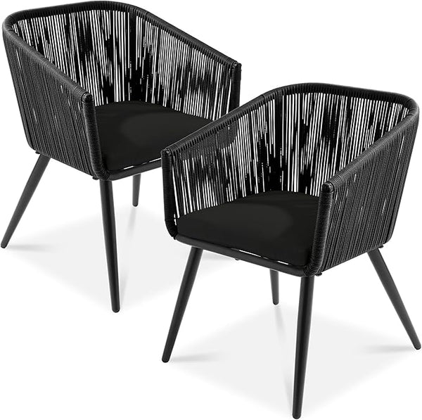 Best Choice Products Set of 2 Patio Dining Chairs, Outdoor Seating for Backyard, Poolside, Balcony w/Woven Wicker Design - Photo 1