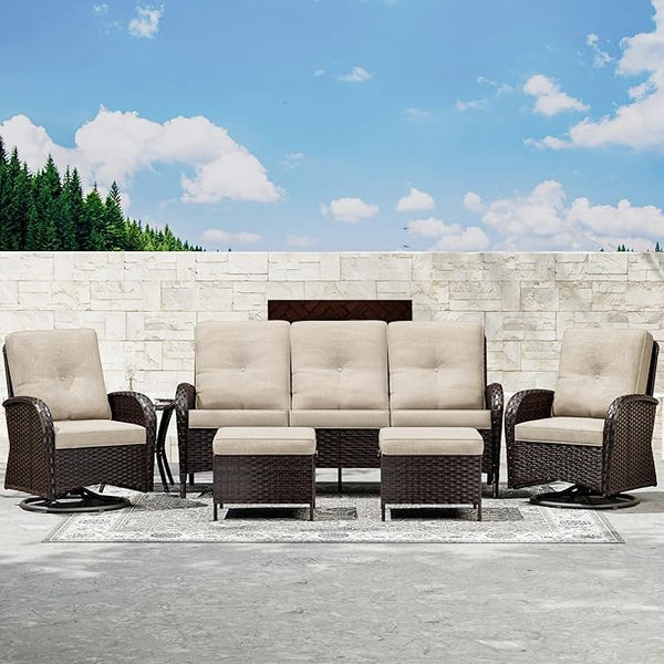 Joyside Wicker Patio Furniture Set, 6 Piece Outdoor Furniture Set with Thickened Cushions, High Back, Deep Seating - Photo 1
