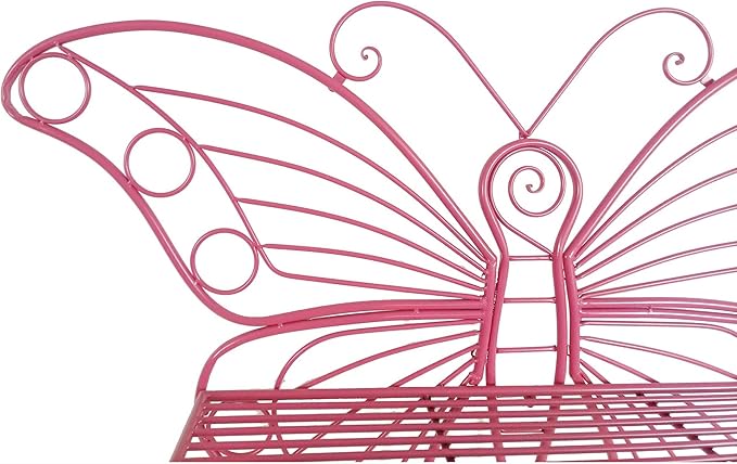 Hi-Line Gift Ltd. Pink Metal Butterfly Bench: Enchanting Outdoor Charm
