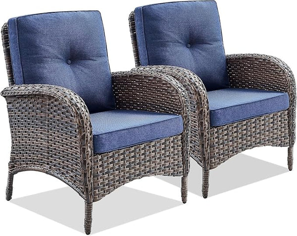 Belord Patio Club Chair Wicker Chairs - Outdoor High Back Chair Set of 2 Patio Furniture Set Rattan Seating with - Photo 1