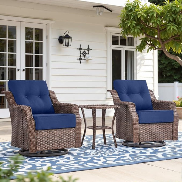 Belord 6" Thick Cushion Outdoor Swivel Rocker Patio Chairs Set of 2 - Photo 1