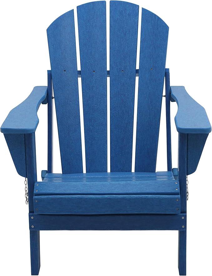 WO WESTIN OUTDOOR HDPE Laguna Outdoor Folding Poly Adirondack Chair, Pacific Blue