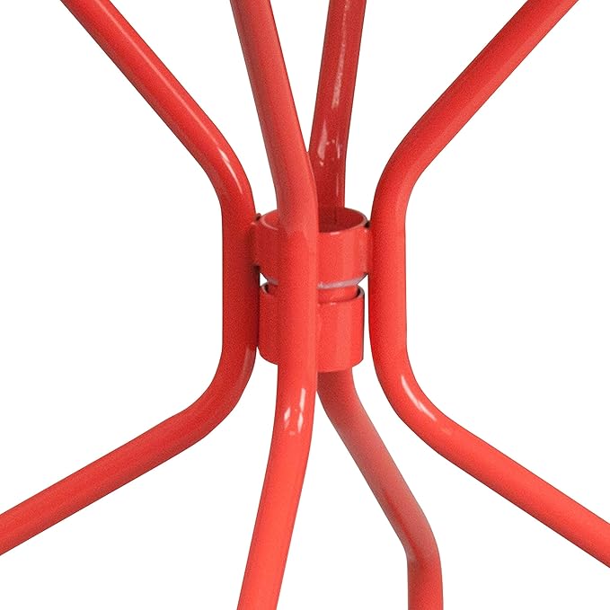 Flash Furniture Oia Commercial Grade 35.25" Round Coral Indoor-Outdoor Steel Patio Table with Umbrella Hole