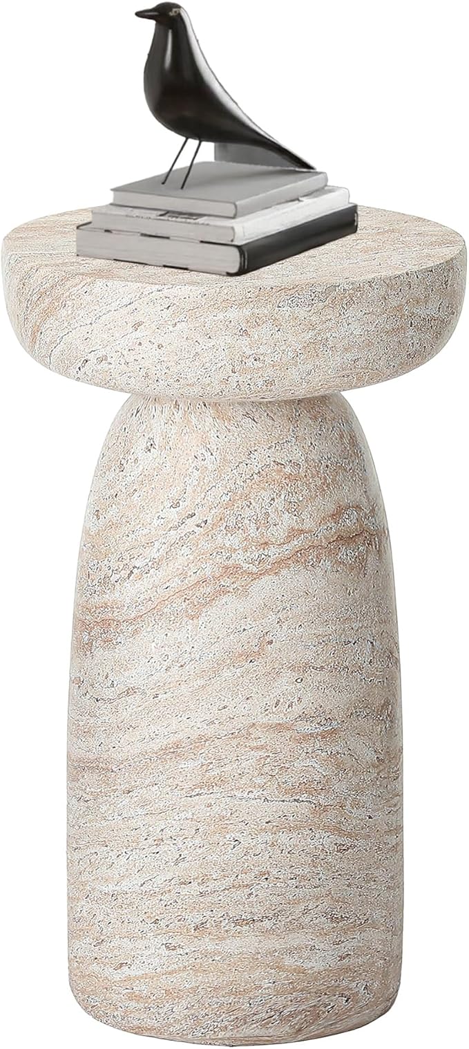 24" Large Side Table Outdoor, Modern Geometric Pedestal End Table, Multi-Functional & Decorative Coffee Table, Accent Table, Planter Stand for Garden Patio Porch Balcony or Living Room Decor