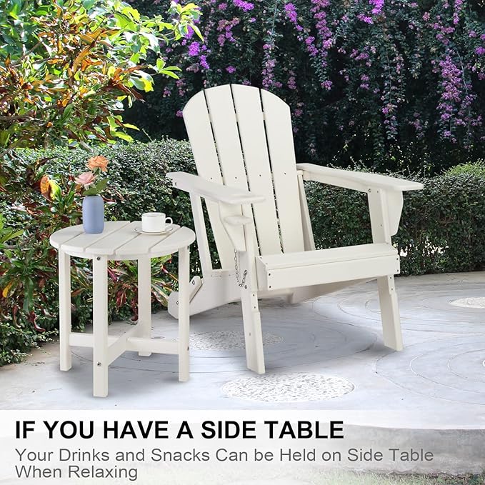 Patio Side Table, Pool Composite Patio Table,HDPE End Tables for Backyard,Pool, Indoor Companion, Easy Maintenance & Weather Resistant (Style 2-White)