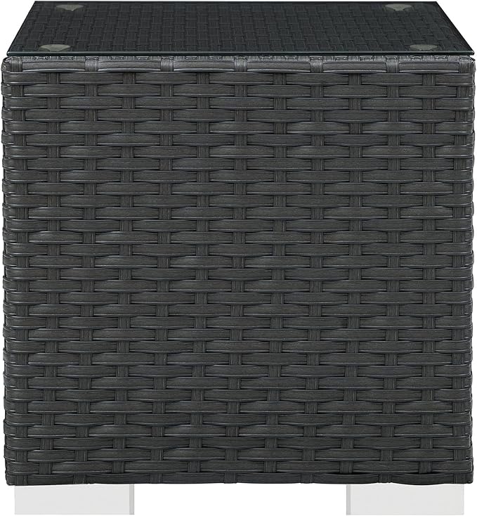 Modway Sojourn Wicker Rattan Outdoor Patio Side End Table in Chocolate