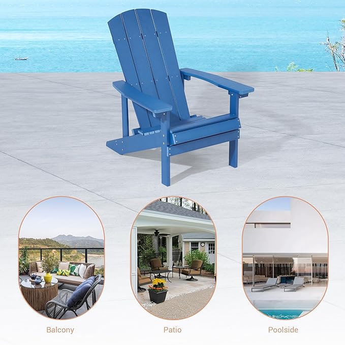 Adirondack Chairs, Plastic Adirondack Chairs Set of 4, All-Weather Resistant, Widely Used in Outdoor, Fire Pit, Deck, Outside, Garden