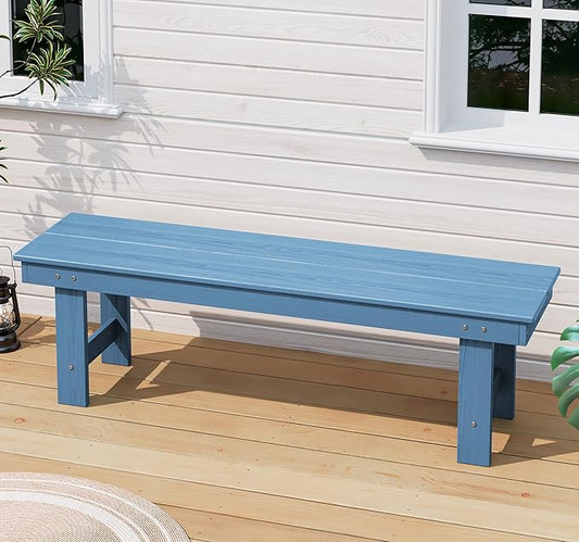 SERWALL 2-Person Outdoor Bench Backless, HDPE Outdoor Benches Weatherproof, 700 Lbs Weight Capacity, Poly Lumber Patio Furniture for Garden, Porch and Park, Navy