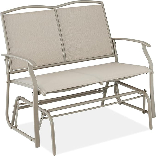 Best Choice Products 2-Person Outdoor Patio Swing Glider Steel Bench Loveseat Rocker for Deck, Porch w/Textilene Fabric - Photo 1