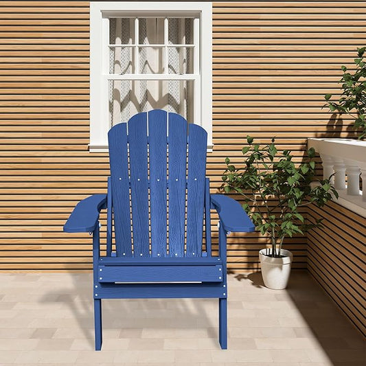 Clihome Outdoor Adirondack Chair Folding Lounge Chairs for Outside Patio Chairs Lawn Chair Plastic Adirondack Chairs for Yard, Garden