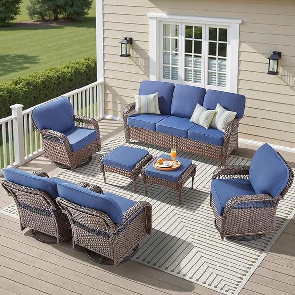7 Pieces Patio Furniture Set Swivel Chairs - Photo 1