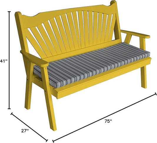 Furniture Barn USA Pine 6' Fanback Garden Bench, Canary Yellow