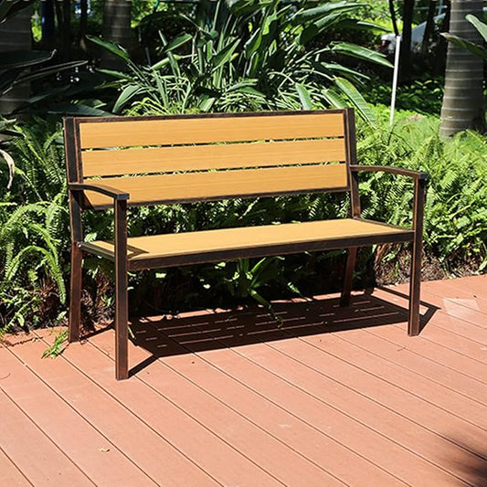 Outdoor Patio Bench Entryway Lounge Furniture 2-Person Seat Bench for Backyard, Garden Rustic Country Design