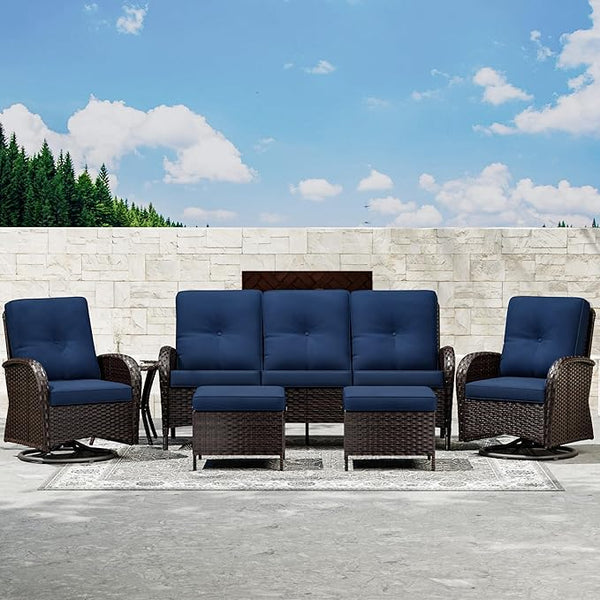 Joyside Wicker Patio Furniture Set, 6 Piece Outdoor Furniture Set with Thickened Cushions, High Back, Deep Seating - Photo 1