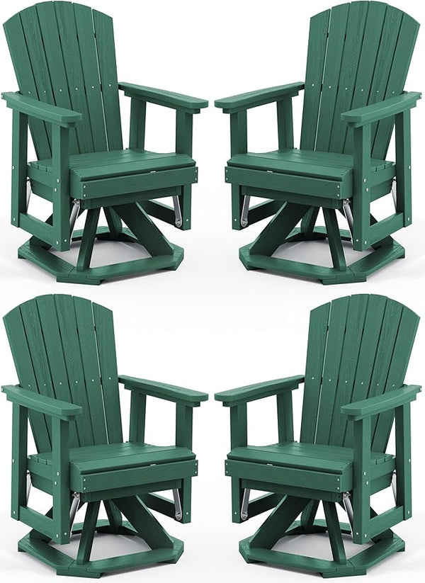 SERWALL Adirondack Swivel Glider Chair, HDPE Glider Set of 4 for Outdoor, All-Weather Glider Chair for Porch, Balcony - Photo 1