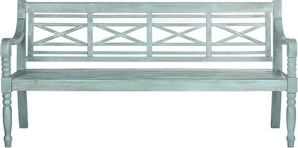 Safavieh Outdoor Collection Karoo Bench, Beach House Blue